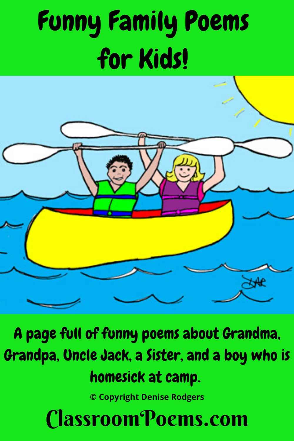 These funny family poems remind you that there is really no such thing as a "normal" family.  Enjoy a letter home from camp, sibling rivalry, a grandma that can't bake cookies, and a very hairy uncle.